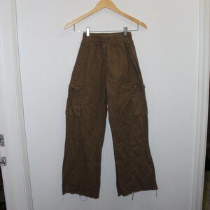 Women's Brown Wide Leg High Waisted Cargo Pants